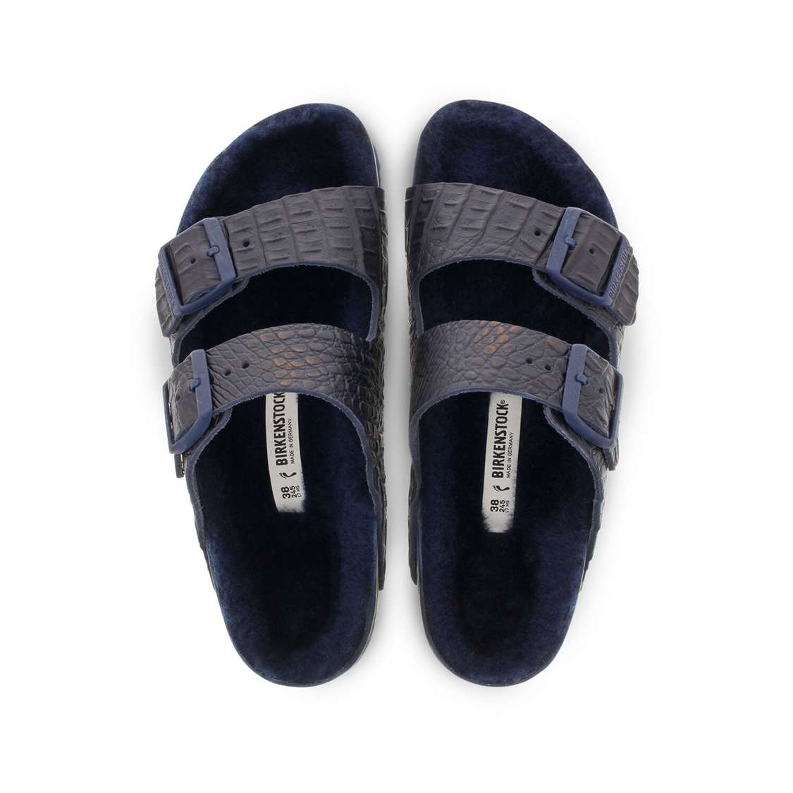 Navy Birkenstock Arizona Leather Women's Two Strap Sandals | T9M811R4Rc6