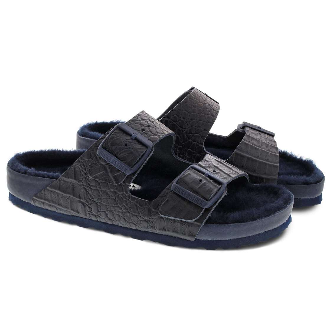 Navy Birkenstock Arizona Leather Women's Two Strap Sandals | T9M811R4Rc6