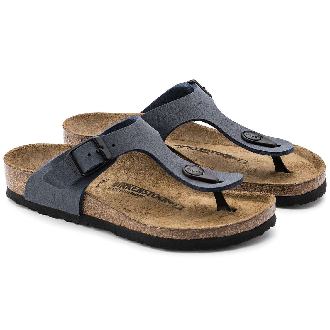 Navy Birkenstock Gizeh Birkibuc Kids' Girls Sandals | FdDIxSBXGUx