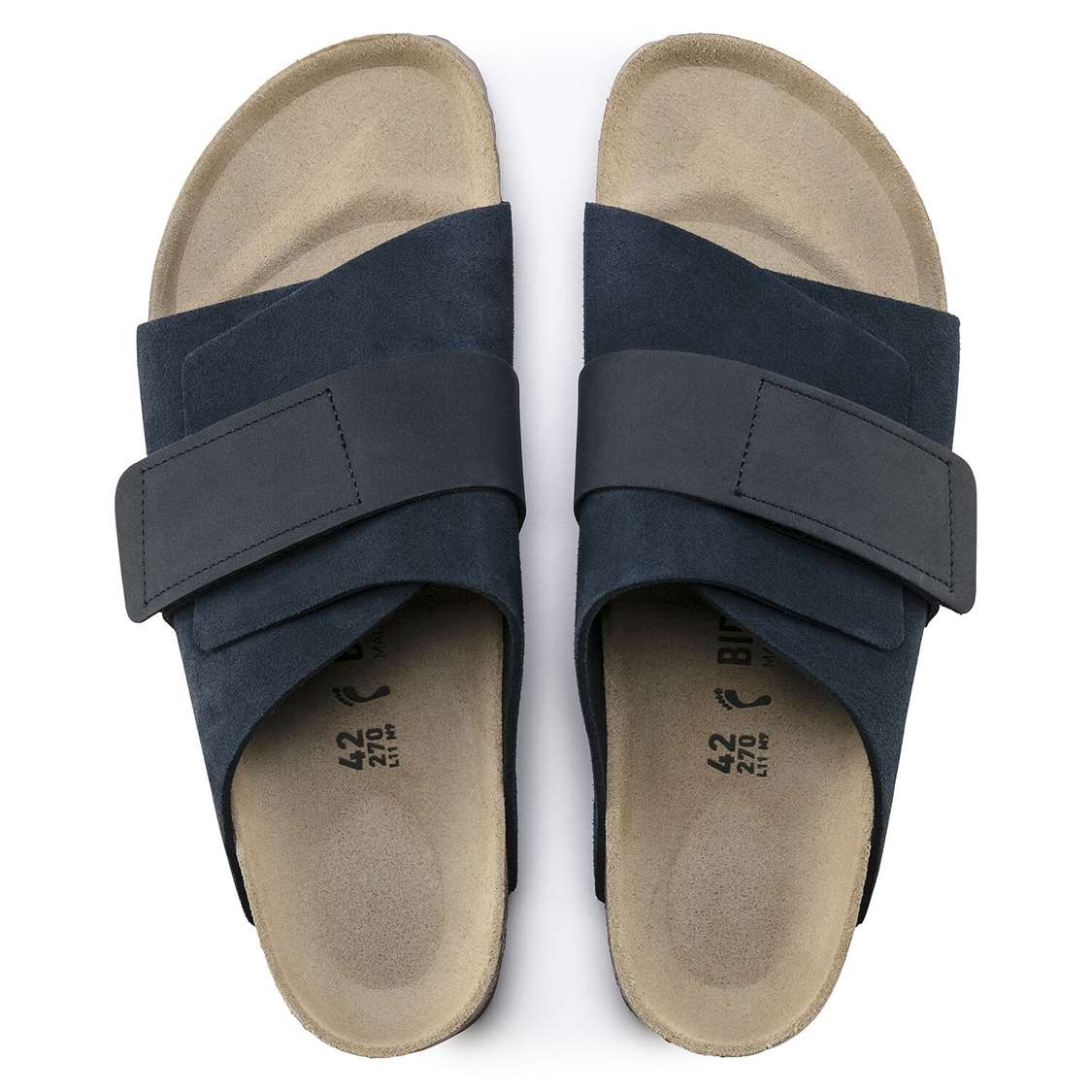 Navy Birkenstock Kyoto Suede Leather Men's One Strap Sandals | 137dYuy8rmf