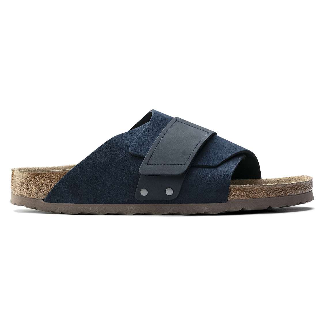 Navy Birkenstock Kyoto Suede Leather Men's One Strap Sandals | 137dYuy8rmf