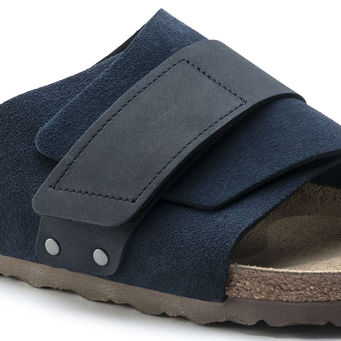 Navy Birkenstock Kyoto Suede Leather Men's One Strap Sandals | 137dYuy8rmf