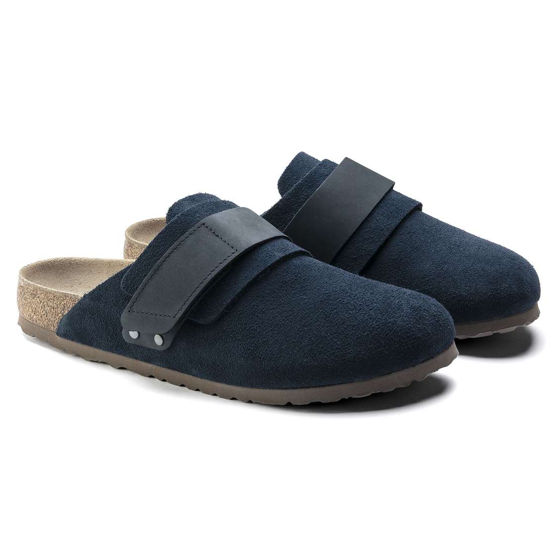 Navy Birkenstock Nagoya Suede Leather Men's Clogs | nWXwu2Q4WYj