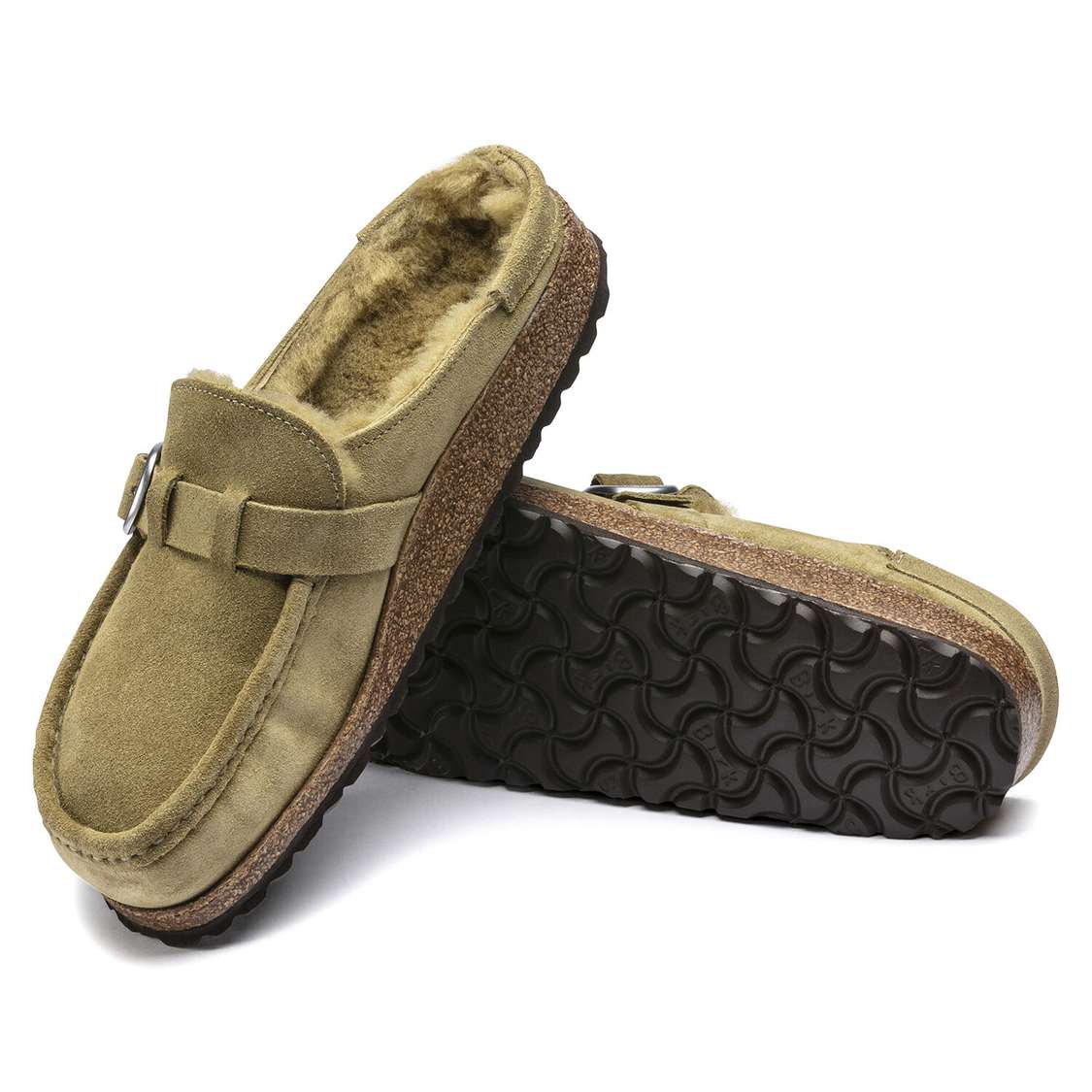 Olive Birkenstock Buckley Shearling Suede Leather Women's Clogs | mK6YWhzYPai