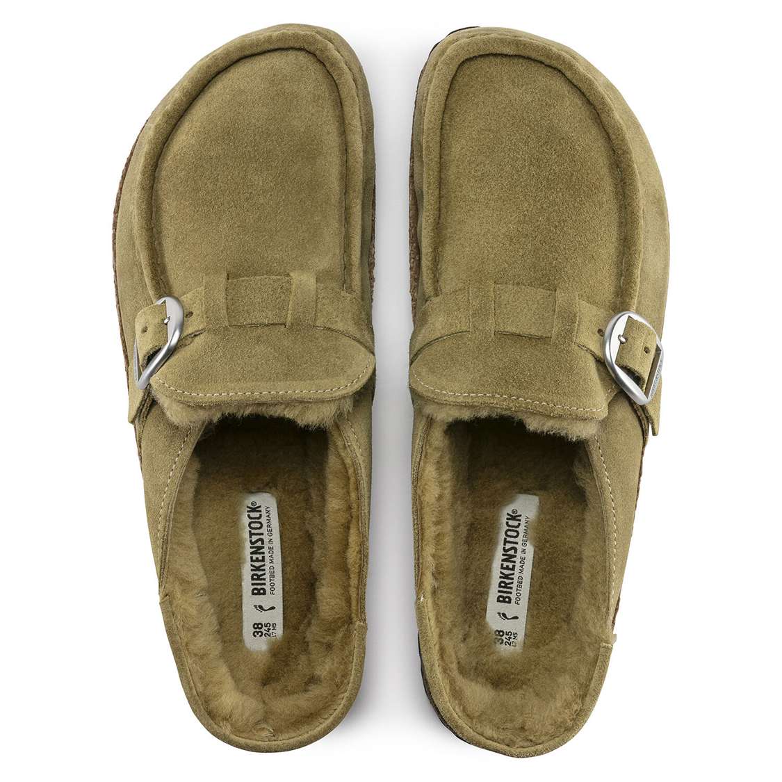 Olive Birkenstock Buckley Shearling Suede Leather Women's Clogs | mK6YWhzYPai