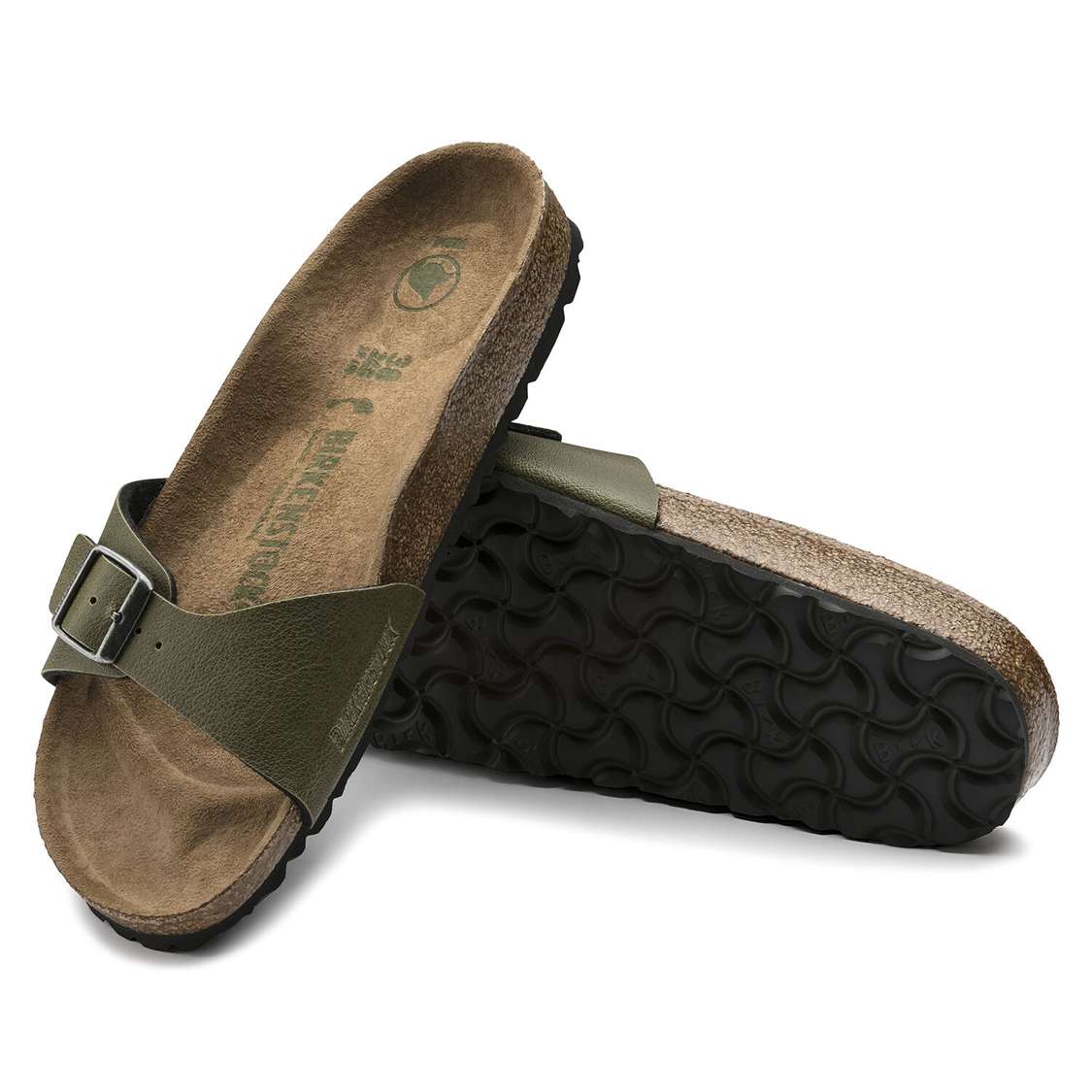 Olive Birkenstock Madrid Vegan Birko-Flor Women's One Strap Sandals | x8wWkTt9AQW