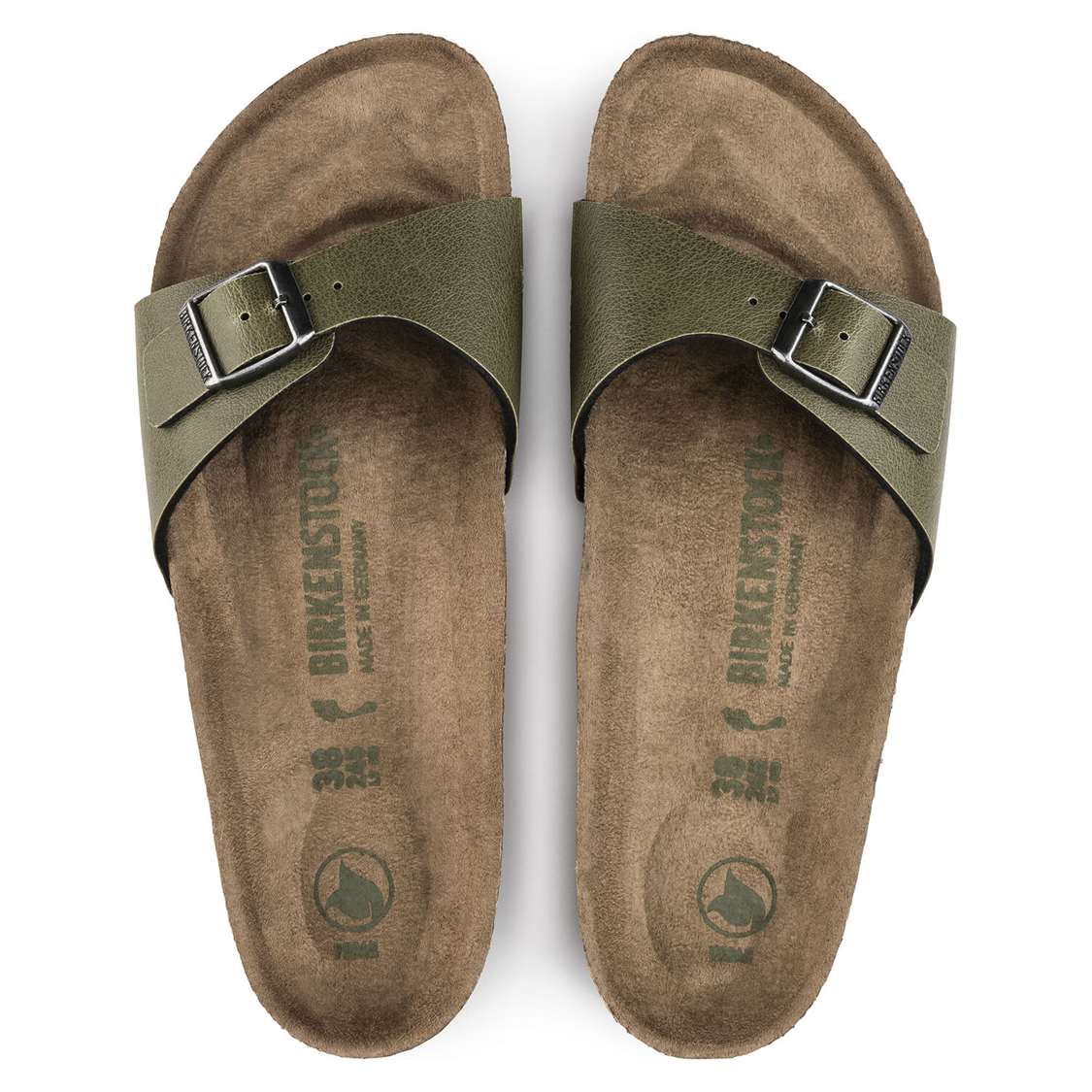 Olive Birkenstock Madrid Vegan Birko-Flor Women's One Strap Sandals | x8wWkTt9AQW