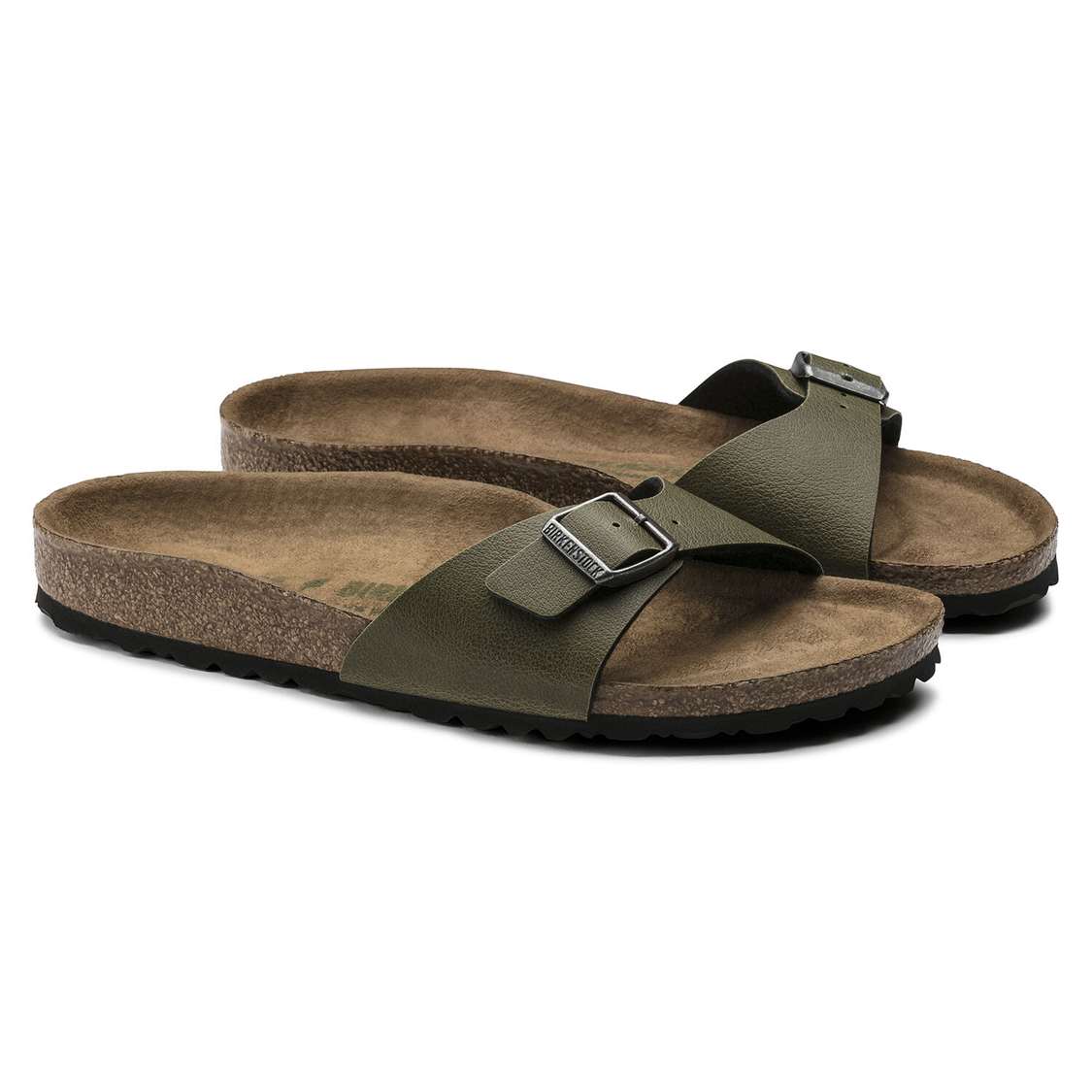 Olive Birkenstock Madrid Vegan Birko-Flor Women's One Strap Sandals | x8wWkTt9AQW