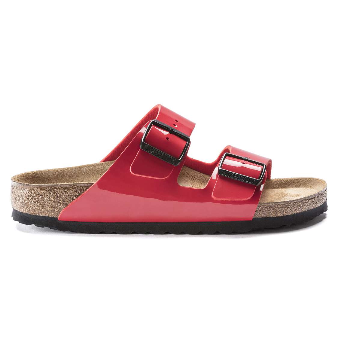 Pink Birkenstock Arizona Birko-Flor Patent Women's Two Strap Sandals | XOdDyKEulyP