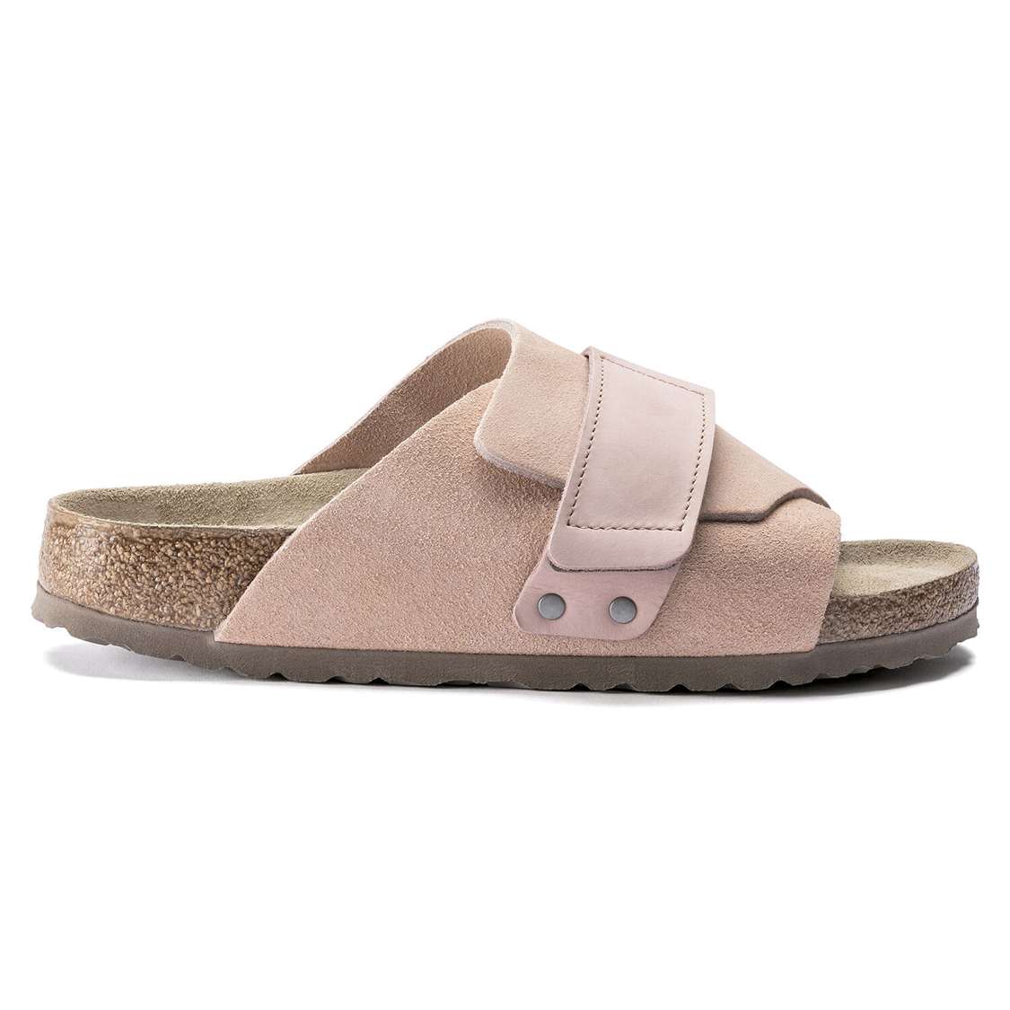 Pink Birkenstock Kyoto Soft Footbed Nubuck/Suede Leather Men's One Strap Sandals | 32wdxFEASQG