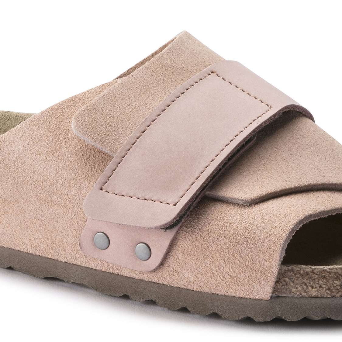 Pink Birkenstock Kyoto Soft Footbed Nubuck/Suede Leather Men's One Strap Sandals | 32wdxFEASQG