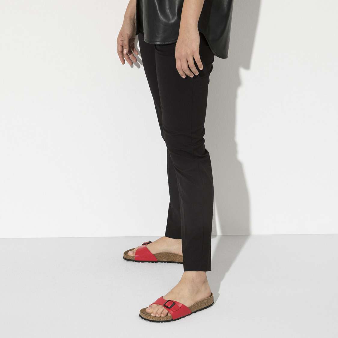 Pink Birkenstock Madrid Birko-Flor Patent Women's One Strap Sandals | SmTmNLhibBt