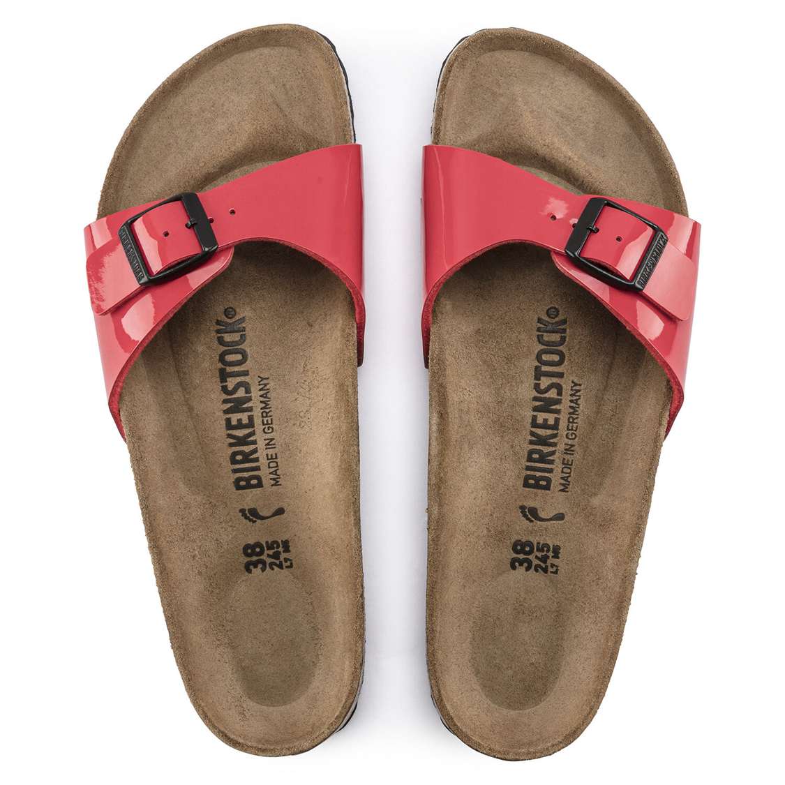 Pink Birkenstock Madrid Birko-Flor Patent Women's One Strap Sandals | SmTmNLhibBt