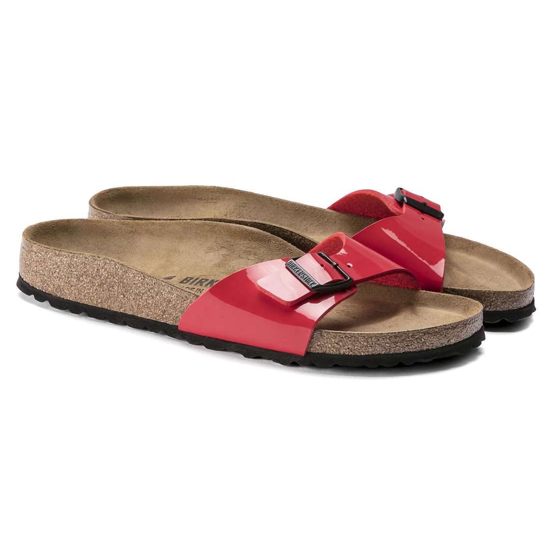 Pink Birkenstock Madrid Birko-Flor Patent Women's One Strap Sandals | SmTmNLhibBt