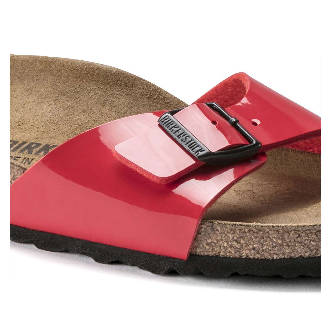 Pink Birkenstock Madrid Birko-Flor Patent Women's One Strap Sandals | SmTmNLhibBt