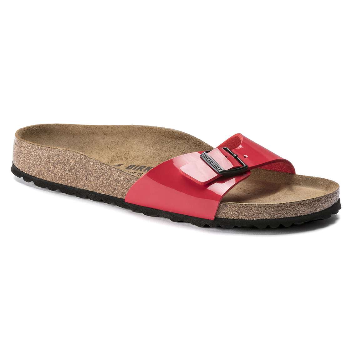 Pink Birkenstock Madrid Birko-Flor Patent Women\'s One Strap Sandals | SmTmNLhibBt