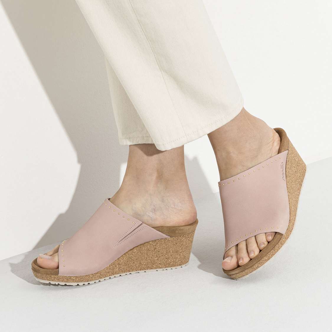 Pink Birkenstock Namica Rivets Nubuck Leather Women's Wedges Sandals | RhudSWgPlrr