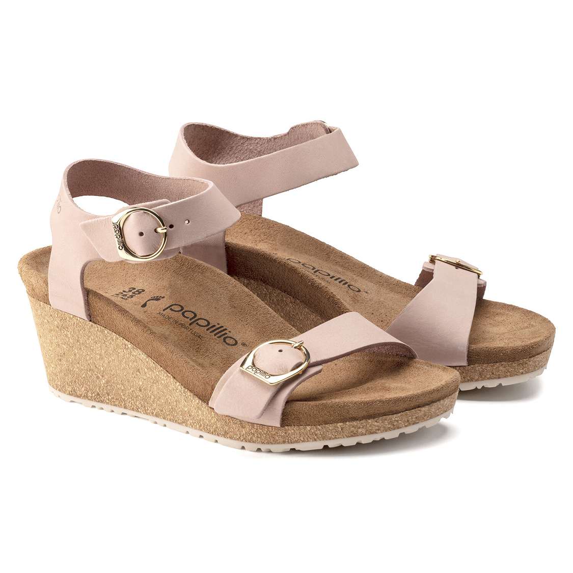 Pink Birkenstock Soley Nubuck Leather Women's Two Strap Sandals | d2wf6CHRmdR