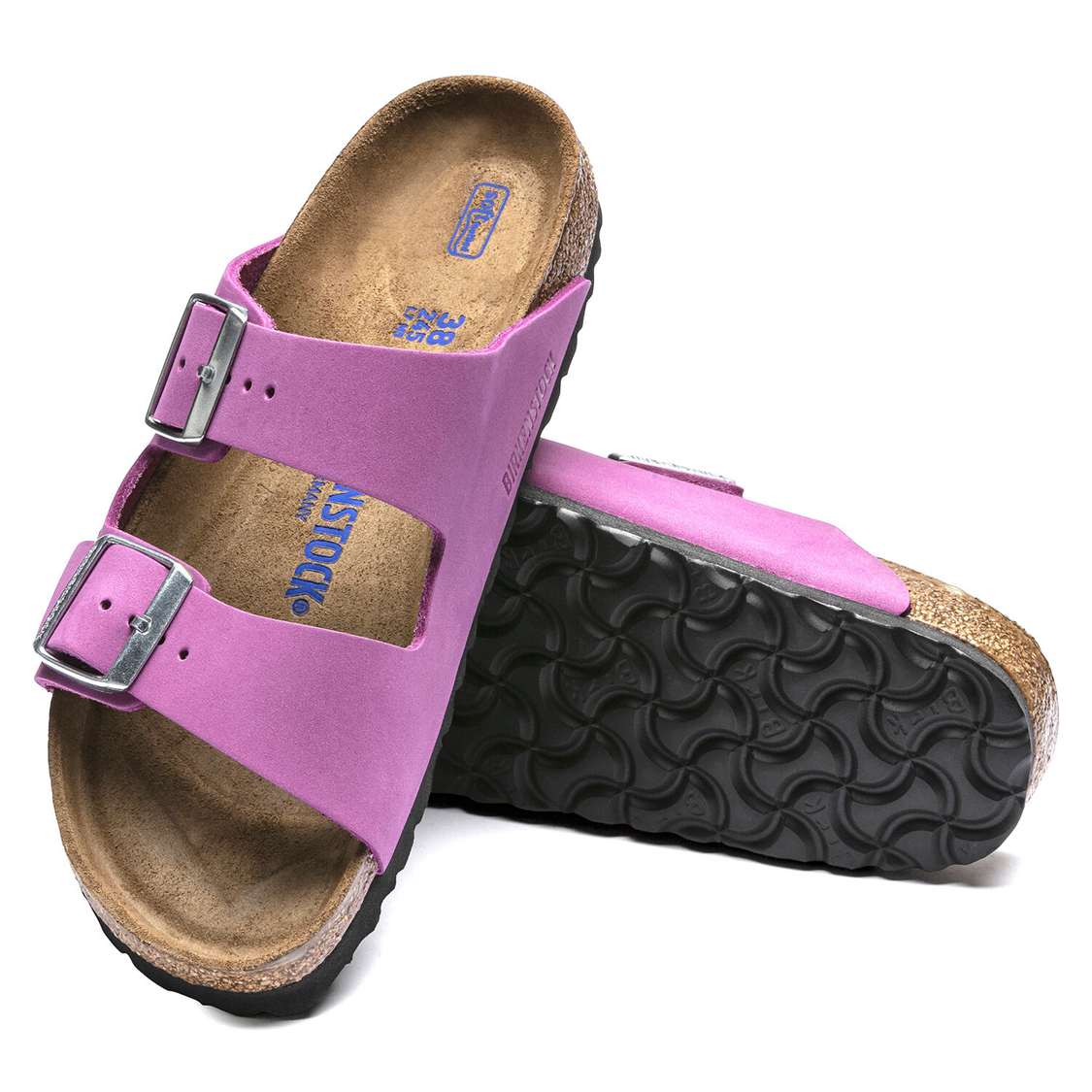 Purple Birkenstock Arizona Soft Footbed Nubuck Leather Women's Two Strap Sandals | LQzGSgw9Xp7