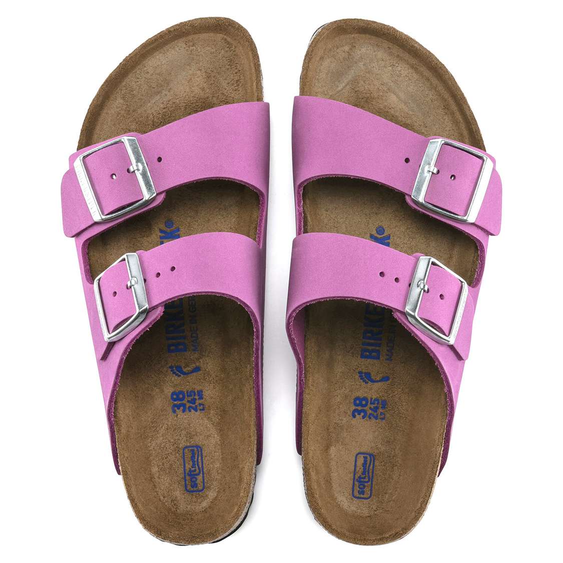 Purple Birkenstock Arizona Soft Footbed Nubuck Leather Women's Two Strap Sandals | LQzGSgw9Xp7