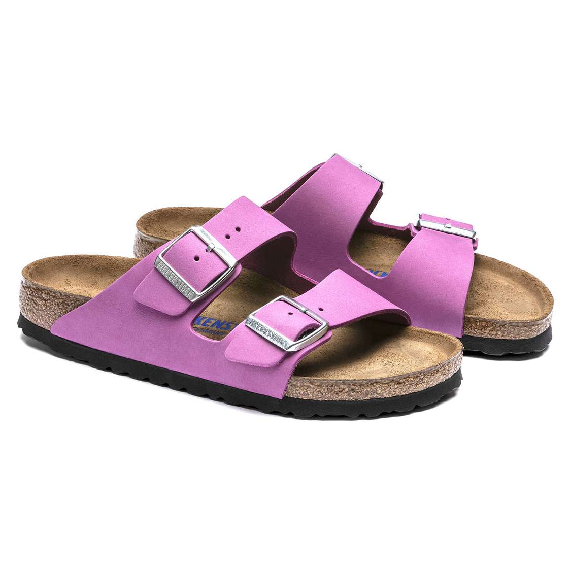 Purple Birkenstock Arizona Soft Footbed Nubuck Leather Women's Two Strap Sandals | LQzGSgw9Xp7