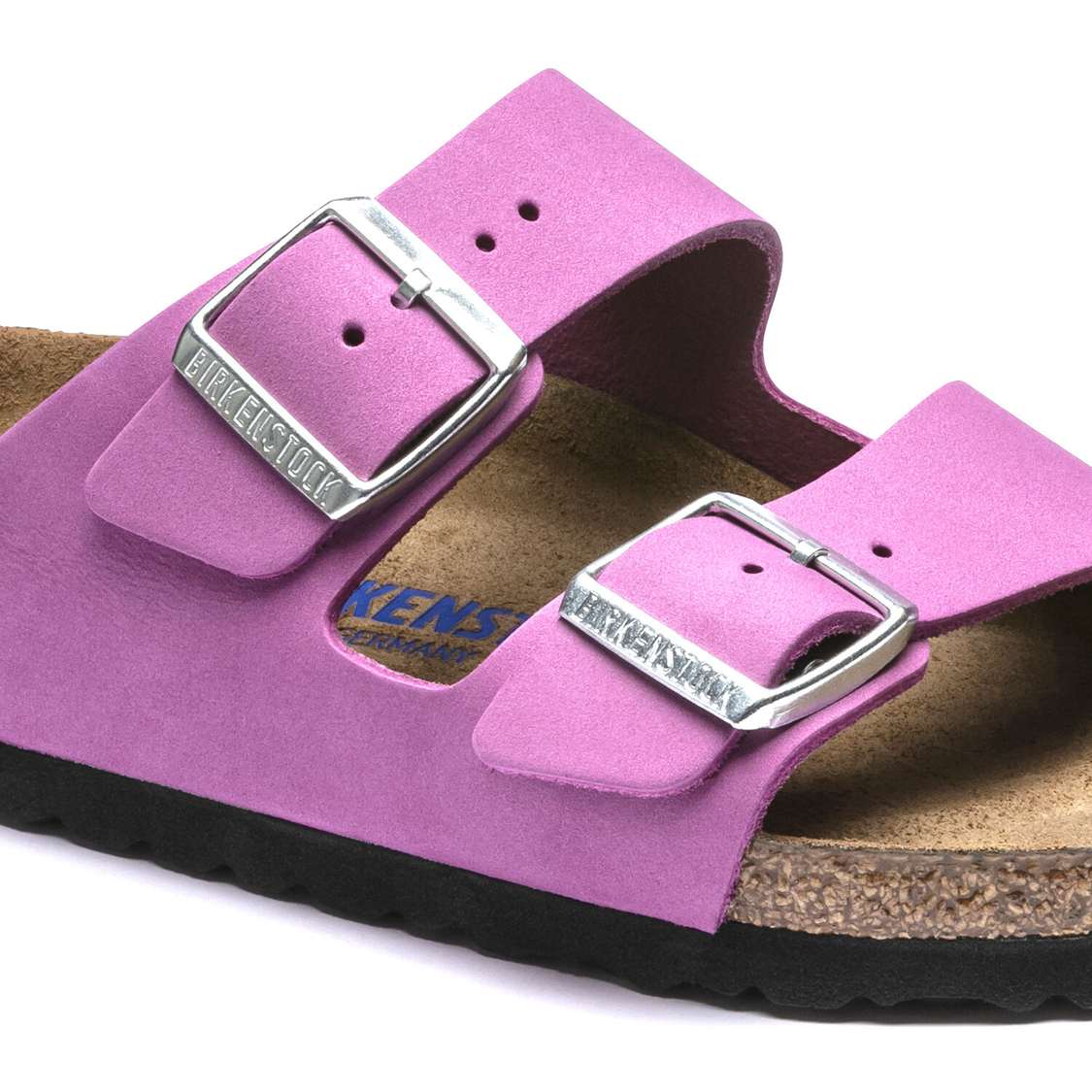 Purple Birkenstock Arizona Soft Footbed Nubuck Leather Women's Two Strap Sandals | LQzGSgw9Xp7