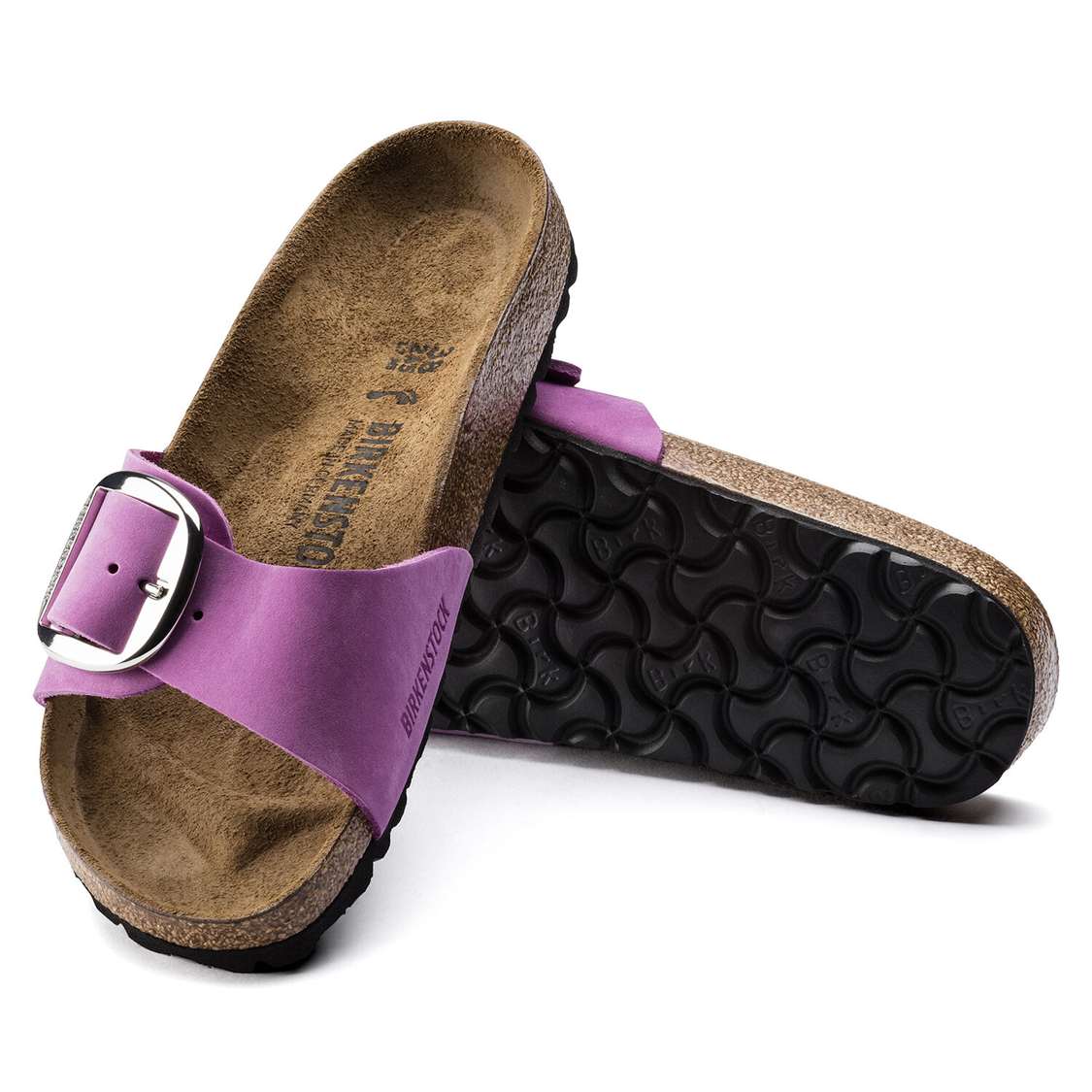 Purple Birkenstock Madrid Big Buckle Nubuck Leather Women's One Strap Sandals | DVskhX3BBiR