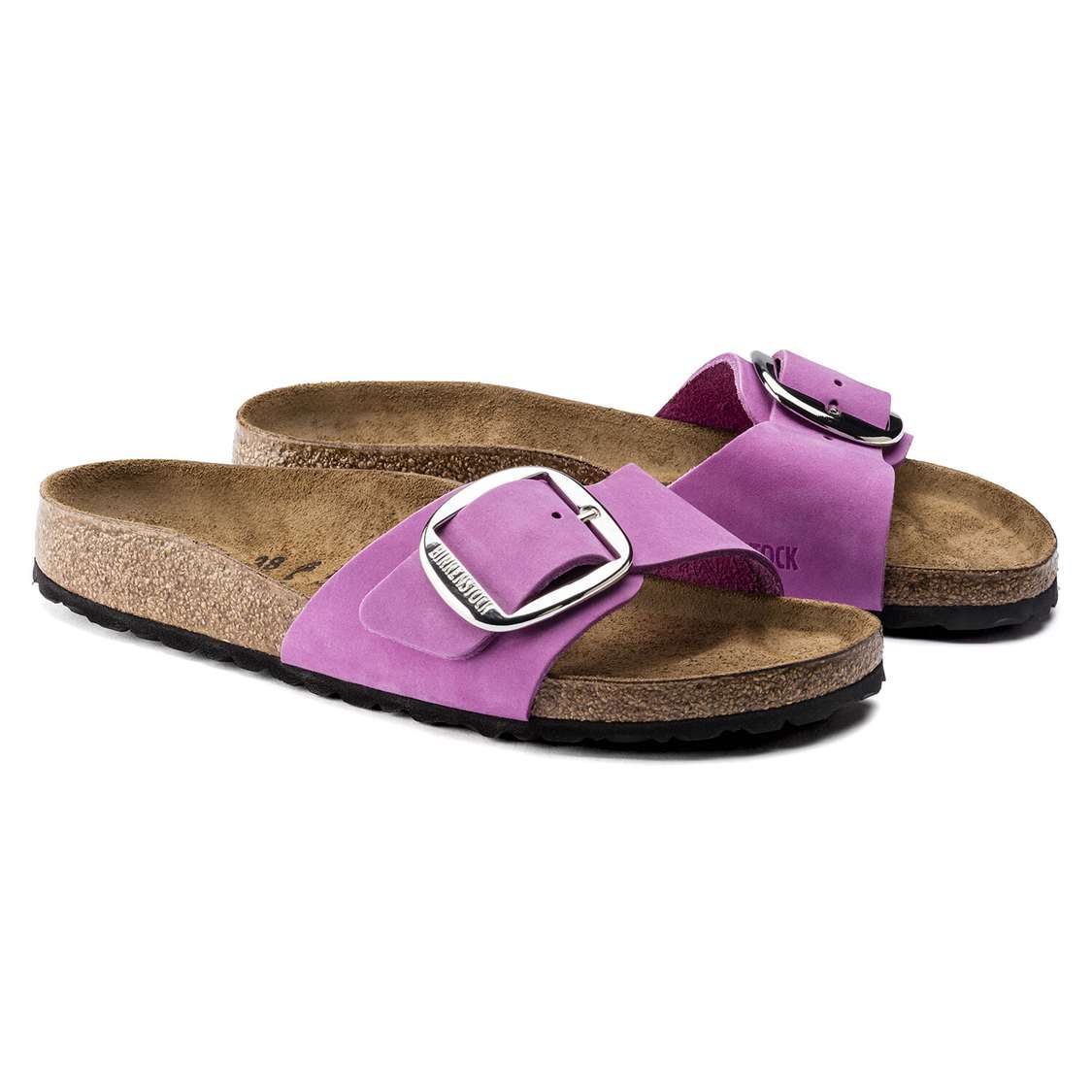 Purple Birkenstock Madrid Big Buckle Nubuck Leather Women's One Strap Sandals | DVskhX3BBiR