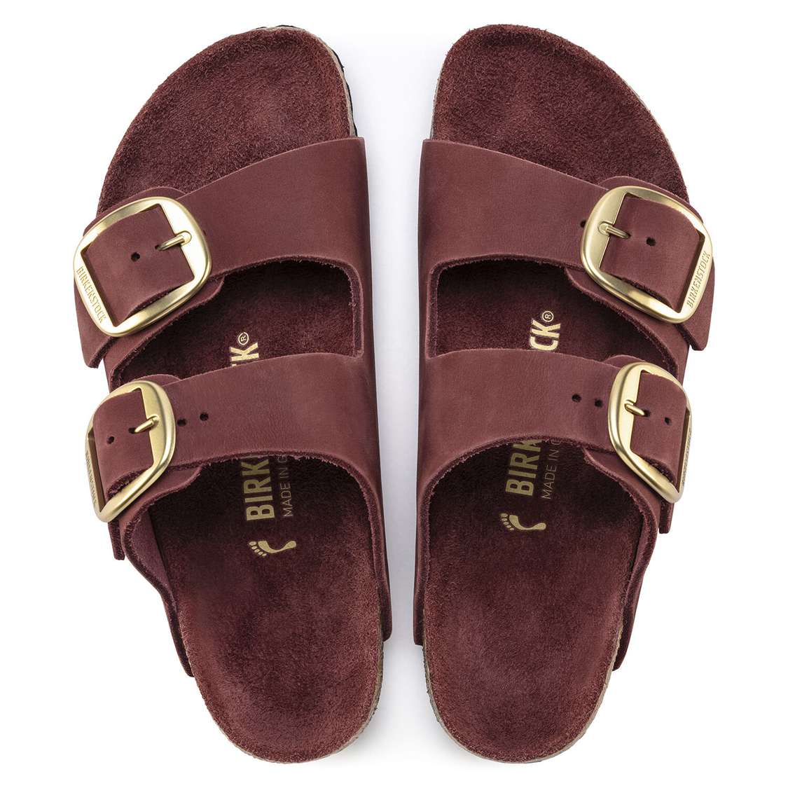 Red Birkenstock Arizona Big Buckle Nubuck Leather Women's Two Strap Sandals | HWFNiq9ZW1z