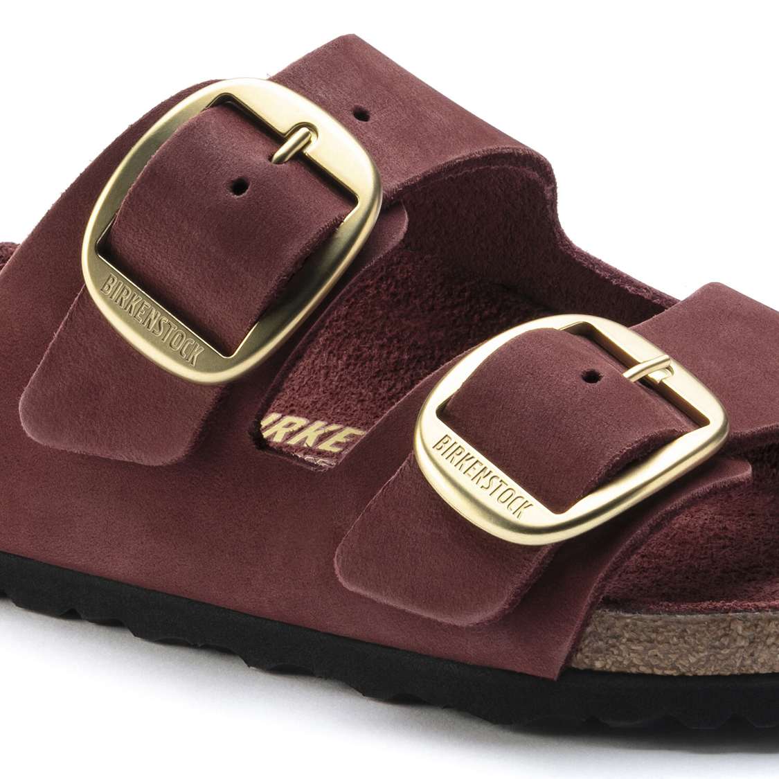 Red Birkenstock Arizona Big Buckle Nubuck Leather Women's Two Strap Sandals | HWFNiq9ZW1z