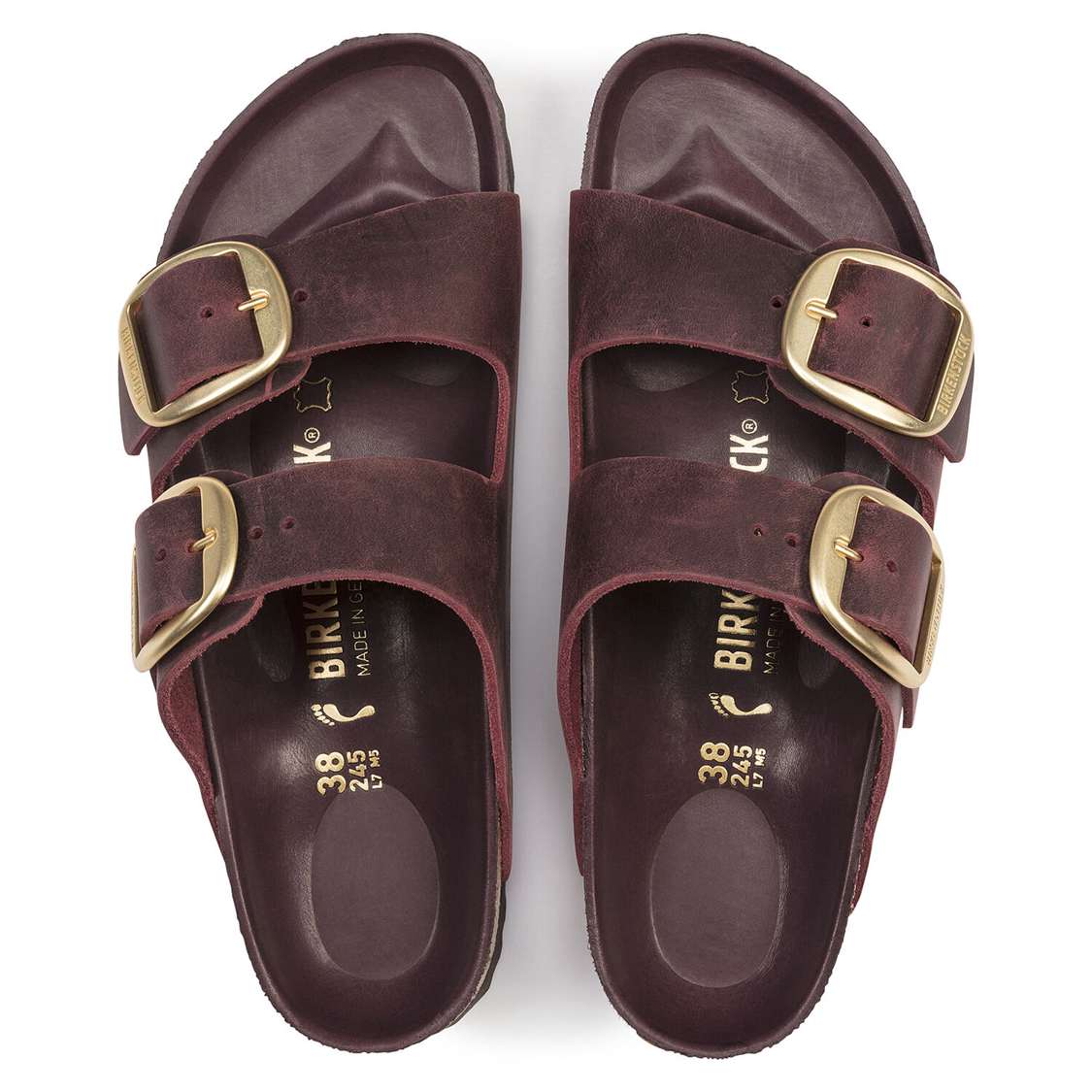 Red Birkenstock Arizona Big Buckle Oiled Leather Women's Two Strap Sandals | VhAQgdXPira