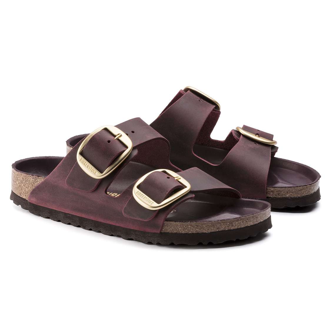 Red Birkenstock Arizona Big Buckle Oiled Leather Women's Two Strap Sandals | VhAQgdXPira