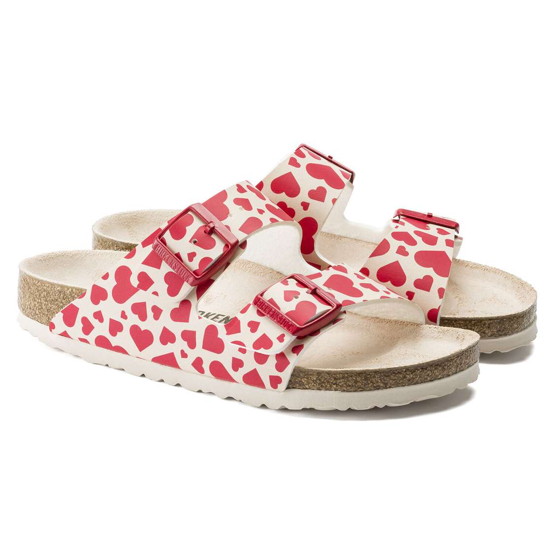 Red Birkenstock Arizona Birko-Flor Women's Two Strap Sandals | zUlysQOZagw