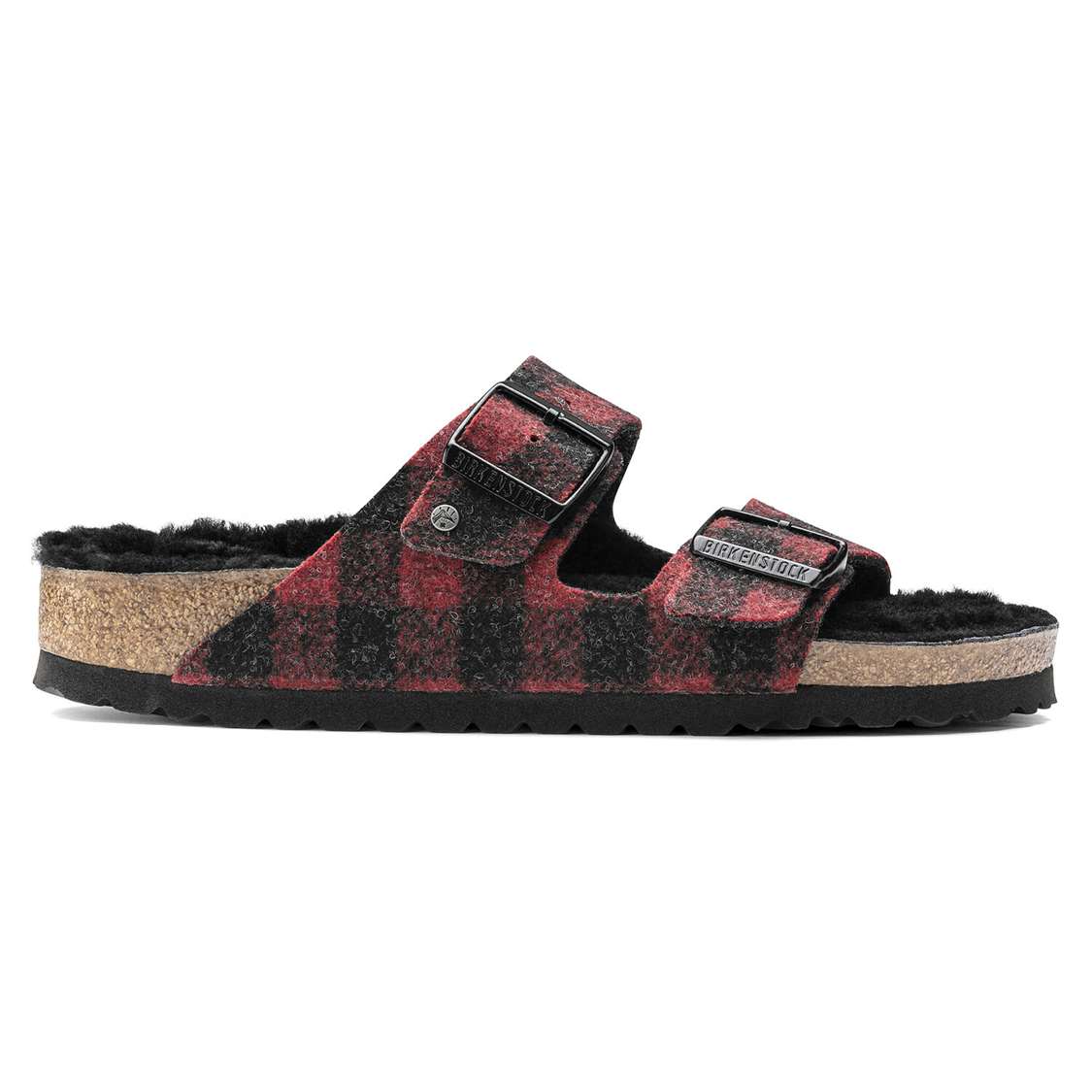 Red Birkenstock Arizona Shearling Wool Men's Two Strap Sandals | xegSHu5Q5r5