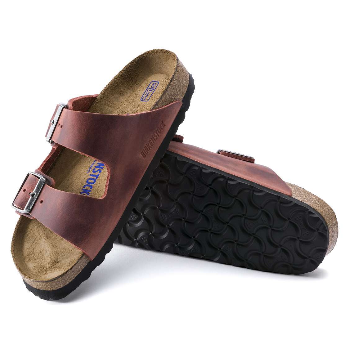 Red Birkenstock Arizona Soft Footbed Oiled Nubuck Leather Women's Two Strap Sandals | soVGA4ie25N