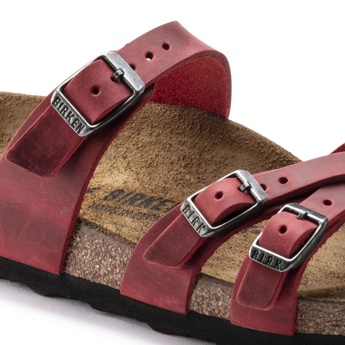 Red Birkenstock Franca Oiled Leather Women's Multi Strap Sandals | 96vhAiOtmUA