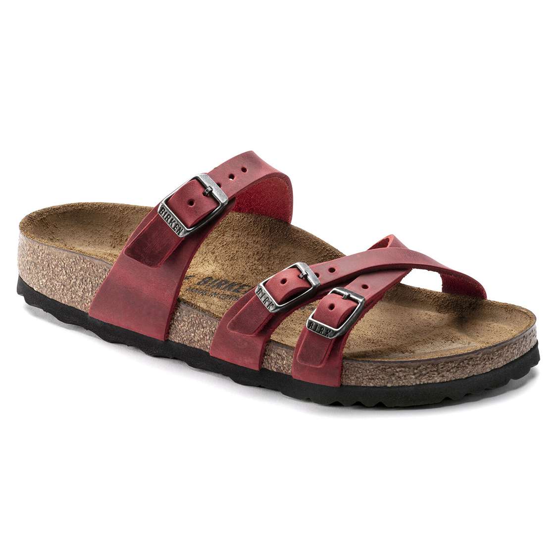 Red Birkenstock Franca Oiled Leather Women\'s Multi Strap Sandals | 96vhAiOtmUA