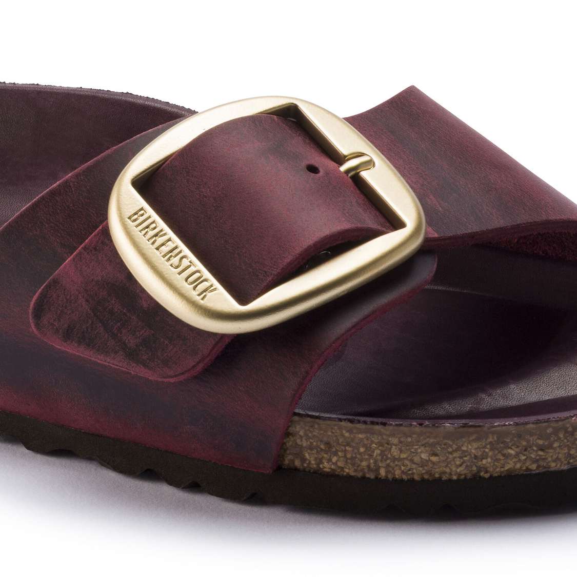 Red Birkenstock Madrid Big Buckle Oiled Leather Women's One Strap Sandals | 5DVsiqz9mmx