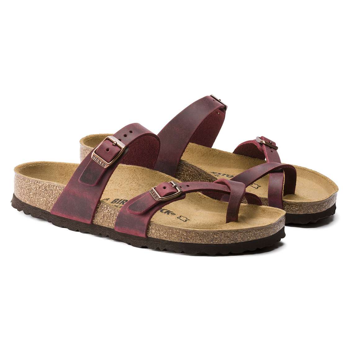 Red Birkenstock Mayari Oiled Leather Women's Thong | 6qrcfDiyLZD