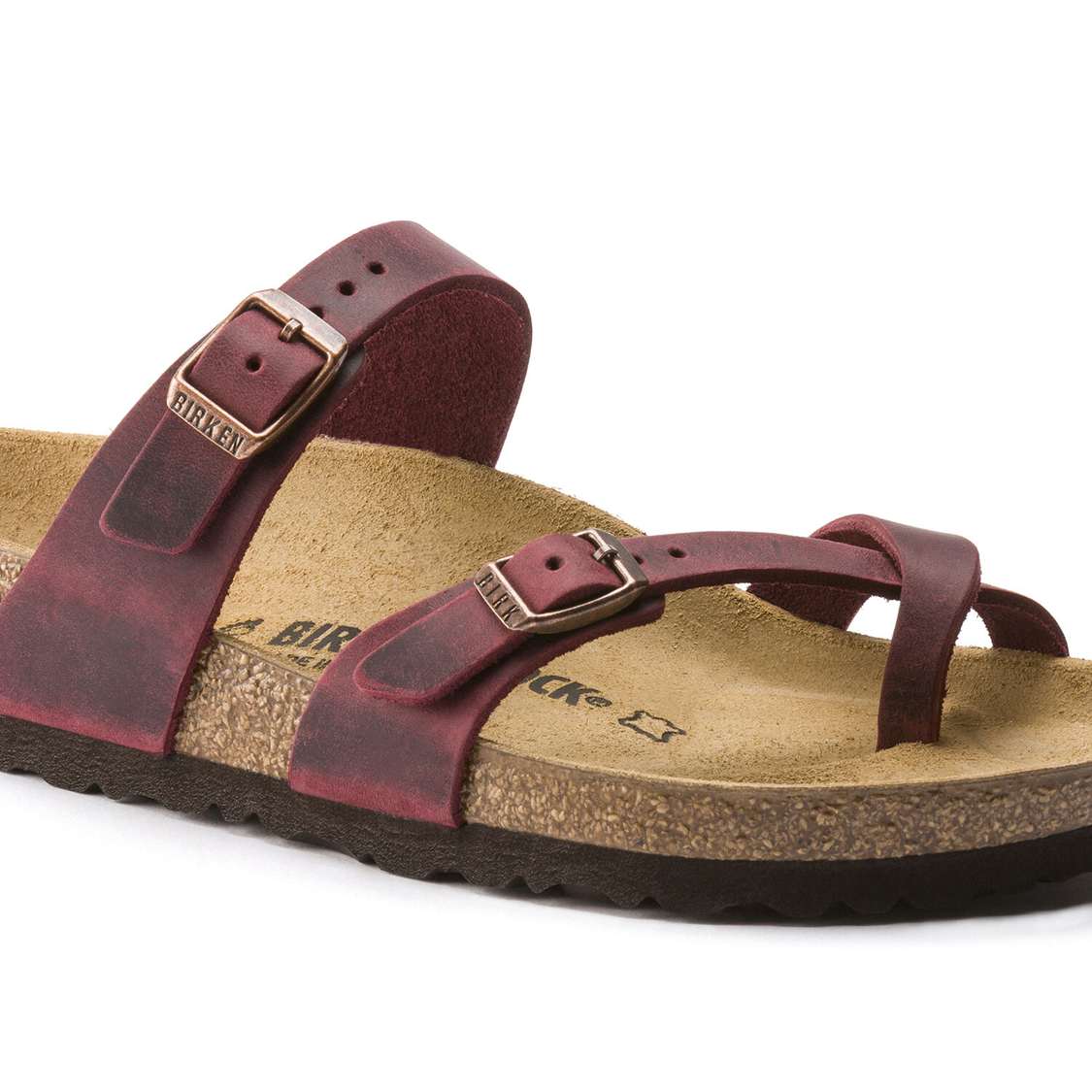 Red Birkenstock Mayari Oiled Leather Women's Thong | 6qrcfDiyLZD