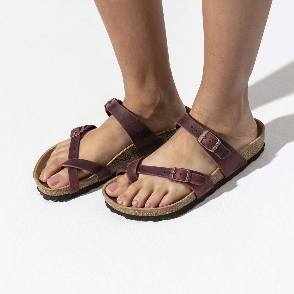 Red Birkenstock Mayari Oiled Leather Women's Multi Strap Sandals | icQVRdiPl7q