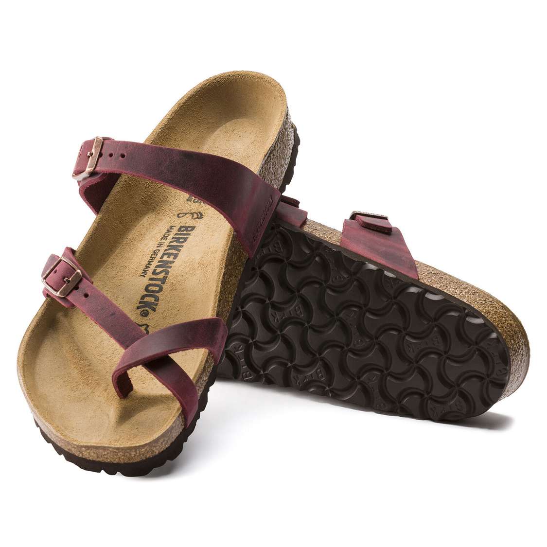 Red Birkenstock Mayari Oiled Leather Women's Multi Strap Sandals | icQVRdiPl7q