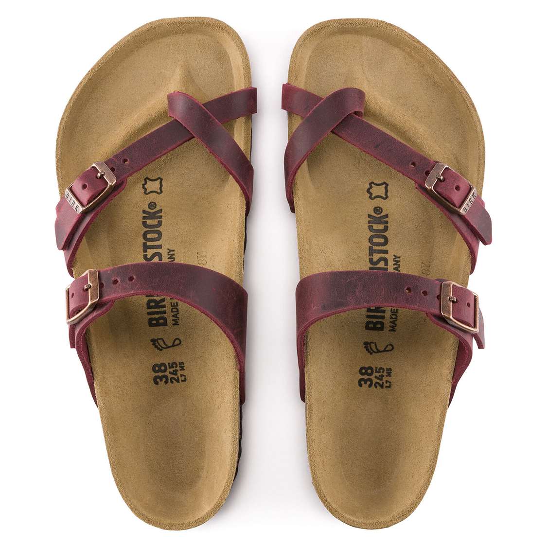 Red Birkenstock Mayari Oiled Leather Women's Multi Strap Sandals | icQVRdiPl7q