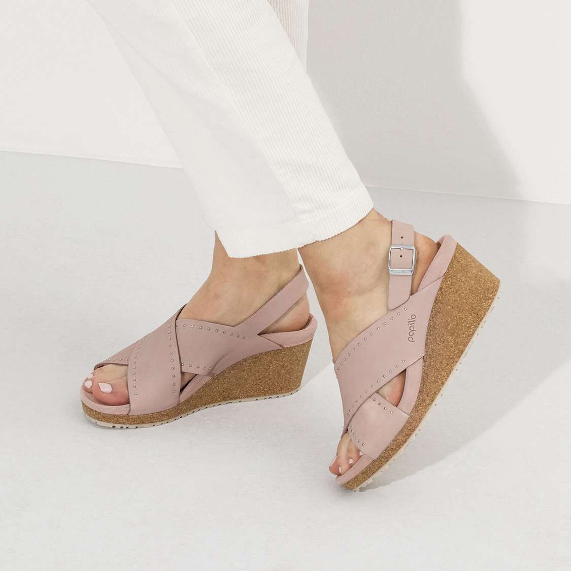 Rose Birkenstock Samira Nubuck Leather Women's Wedges Sandals | VJPatn7ZSbe