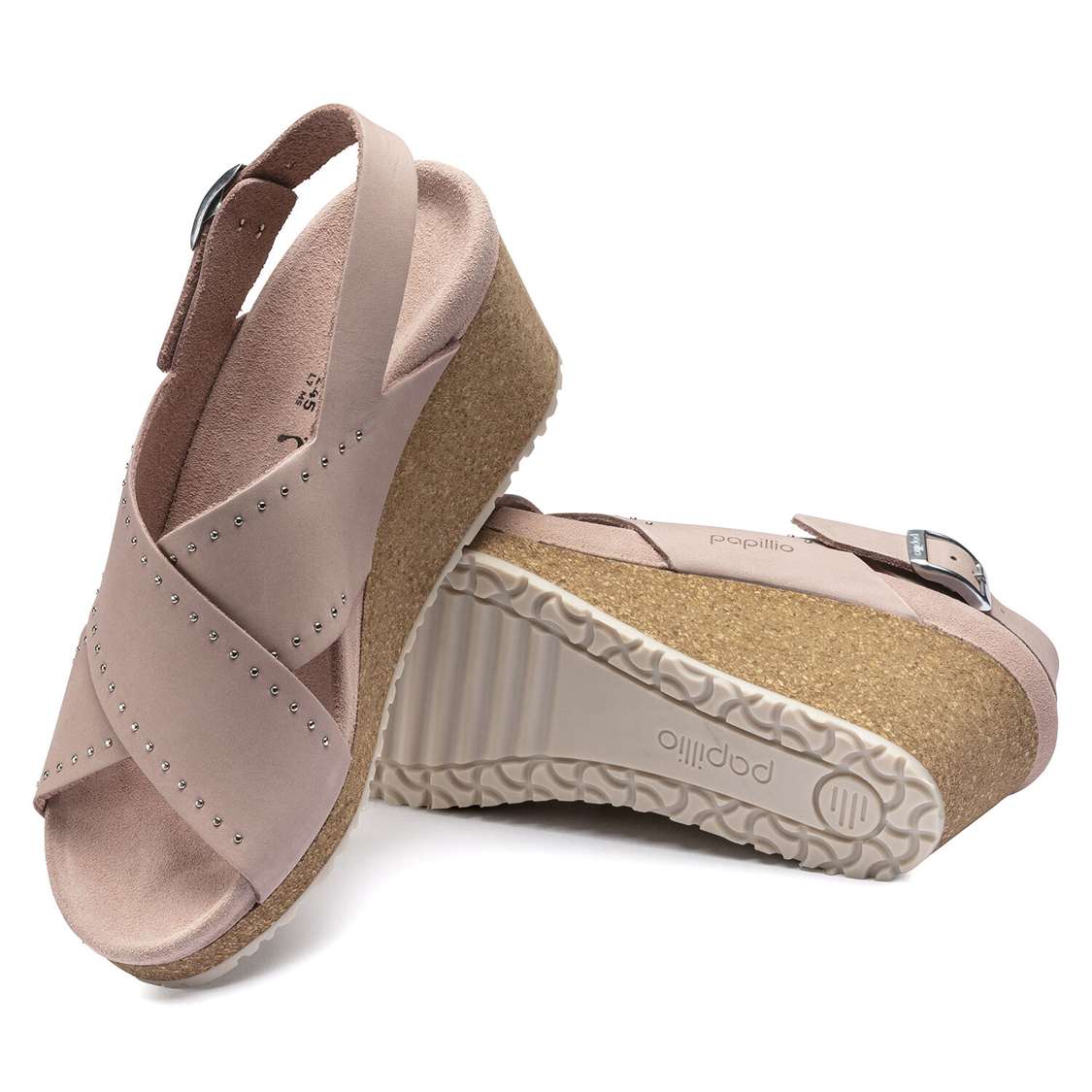 Rose Birkenstock Samira Nubuck Leather Women's Wedges Sandals | VJPatn7ZSbe