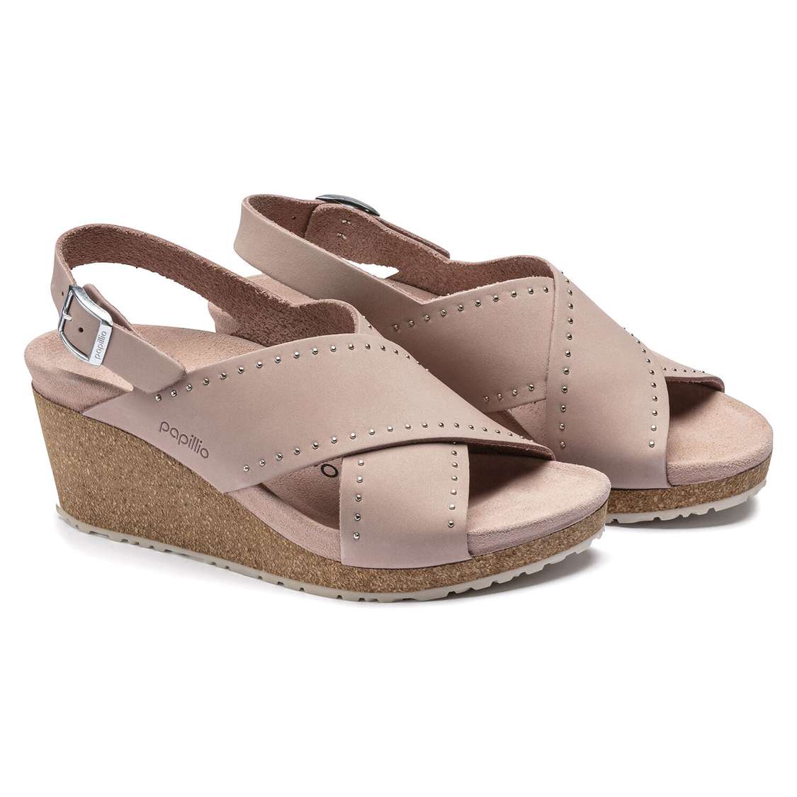 Rose Birkenstock Samira Nubuck Leather Women's Wedges Sandals | VJPatn7ZSbe