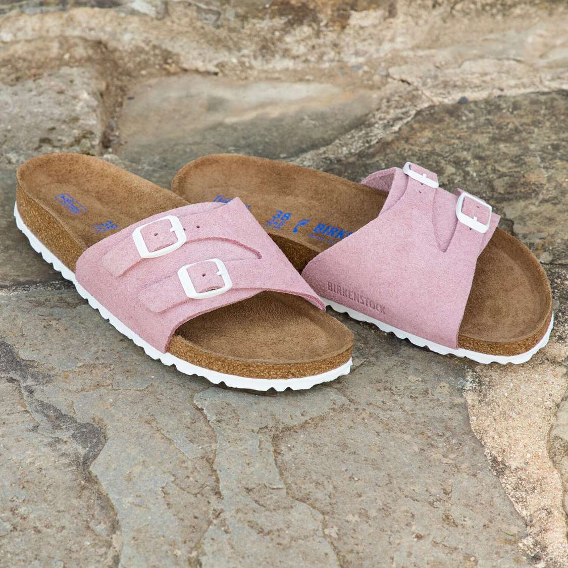 Rose Birkenstock Vaduz Soft Footbed Suede Leather Women's One Strap Sandals | tp3tg6ClEmR