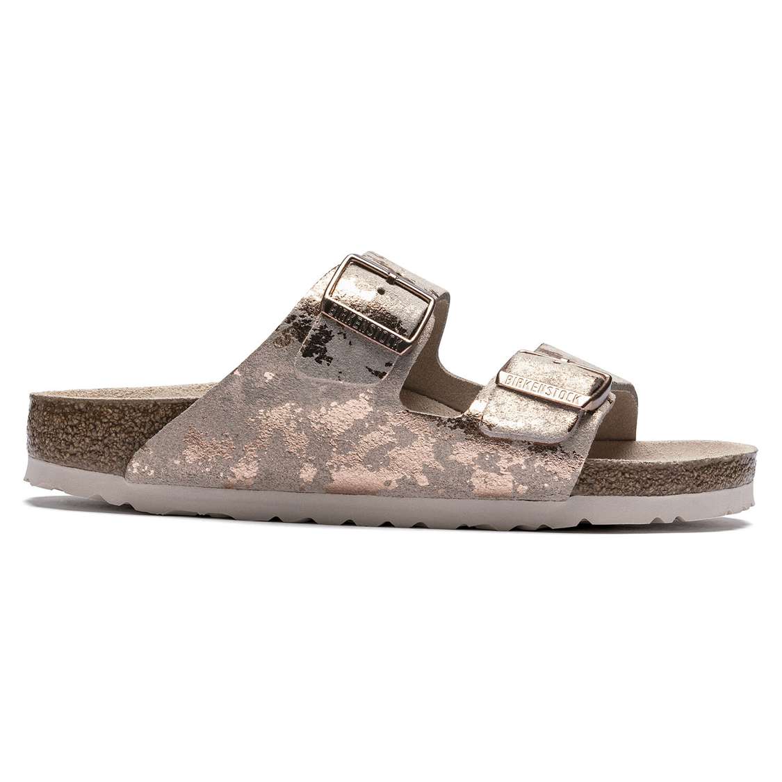 Rose Copper Birkenstock Arizona Suede Leather Women's Two Strap Sandals | EKSifJ965eO