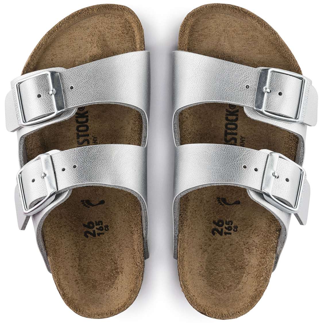 Silver Birkenstock Arizona Birko-Flor Kids' Girls Sandals | AZRi62zd2LF