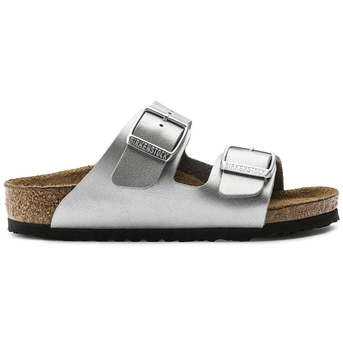 Silver Birkenstock Arizona Birko-Flor Kids' Girls Sandals | AZRi62zd2LF